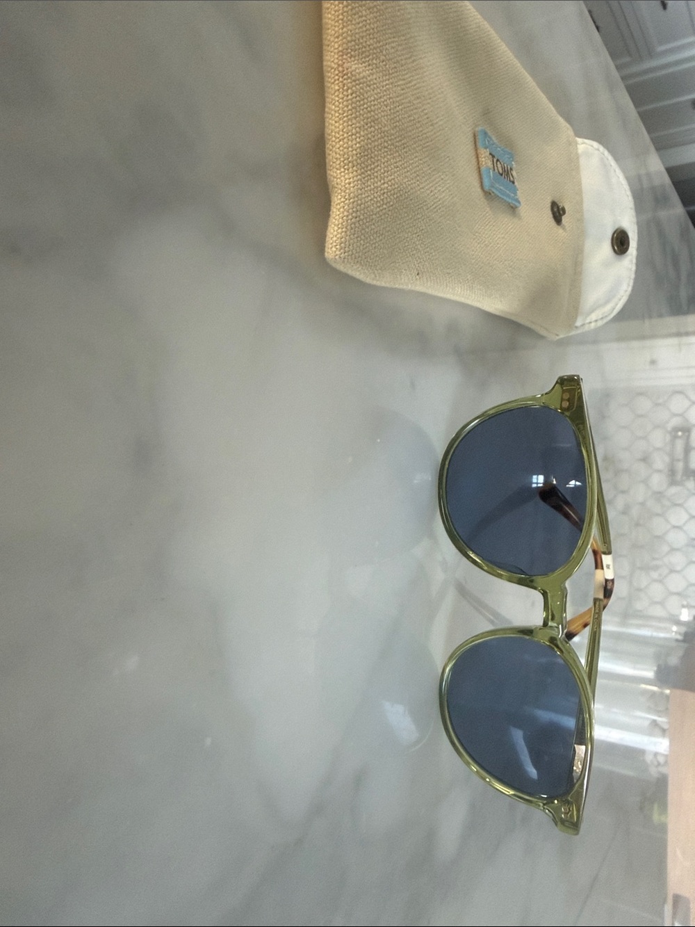 Green Frame Sunglasses with Blue Lenses